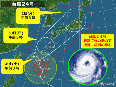 台風24号の予想図【日本気象協会】